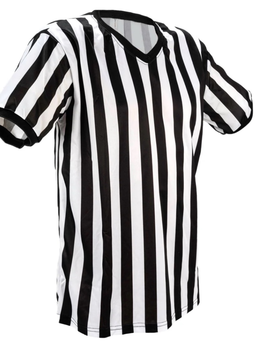 Classic Black & White Striped V-Neck Referee Shirt